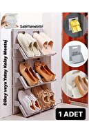 1 تکه قفسه کفش خاکستری لیون پشته عمودی جعبه دمپایی حمام قفسه کفش در جلو-thumb