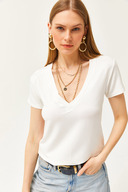 تی شرت مدال یقه وی دیپ زنانه TSH-19000773-thumb