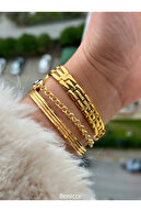 نوار فولادی برند مدل ساده مدل طلای زرد ، عروسی ، ساعت مچی عروس شیک-thumb