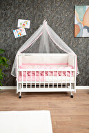 گهواره گهواره ای گهواره ای گهواره ای جلا داده شده لاکی 4 مرحله ای گهواره جانبی مادر MDF چوبی 60x120 با چرخ-thumb