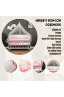 گهواره گهواره ای گهواره ای گهواره ای جلا داده شده لاکی 4 مرحله ای گهواره جانبی مادر MDF چوبی 60x120 با چرخ-thumb