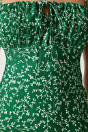 لباس تابستانی تریکو زنانه گلدار سبز CI00029-thumb