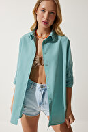 پیراهن پایه بلند زنانه آبی اورسایز DD00842-thumb