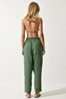 ست شلوار پیراهن موسلین زنانه خاکی اورسایز TO00128-thumb