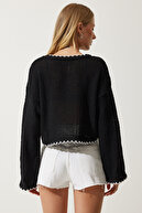 ژاکت بافتنی فصلی مروارید مشکی زنانه MC00256-thumb