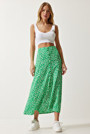 دامن ویسکوز چاکدار طرح سبز زنانه UB00246-thumb