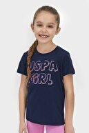 US Polo Assn Kız Çocuk Lacivert Lisanslı   Kapri Tayt Takım Us853