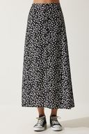 دامن ویسکوز چاکدار مشکی زنانه UB00246-thumb