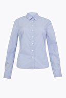 Marks & Spencer Kadın Mavi Uzun Kollu Gömlek T43004107