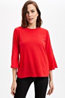 Defacto Kadın Kırmızı Volan Ve Dantel Detaylı Bluz I4507AZ20SP