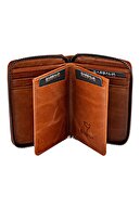 کیف پول نگهدارنده کارت یونیسکس قهوه ای مایل به زرد زیپ دار فارگو وینتیج-thumb