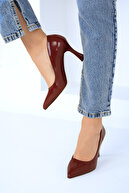 کفش های پاشنه دار کلاسیک زنانه چرم قرمز اختراع Claret 16002-thumb