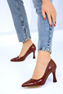 کفش های پاشنه دار کلاسیک زنانه چرم قرمز اختراع Claret 16002-thumb