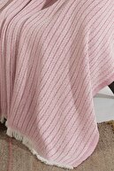 شال روکش مبل راحتی تک نفره صورتی ویرا 150 در 200 سانتی متر تلویزیون پتوی پنبه ای-thumb