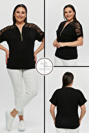 مدل تی شرت آستین کوتاه تونیک شانه دار آستین کوتاه زیپ دار آستین جدید فصل جدید-thumb