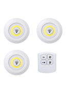 3 نورافکن LED با کنترل از راه دور باطری بی سیم چراغ قفسه آشپزخانه زیر چراغ کابینت-thumb