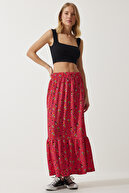 دامن ویسکوز گلدار صورتی زنانه DD01312-thumb