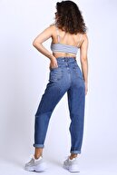 Female Project Kadın Mavi Yırtık Detaylı Yüksek Bel Mom Jeans