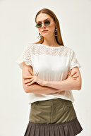 تیشرت زنانه نخودی آستین دار BLZ-19000979-thumb