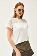 تیشرت زنانه نخودی آستین دار BLZ-19000979-thumb