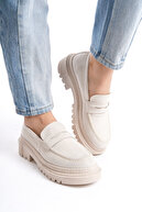 زن خامه ای پایه ضخیم (کالج) کفش مکزن-thumb