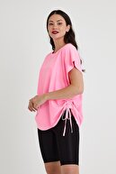 Polo State Kadın Neon Yağ Yıkamalı Oversize T-shirt Pembe