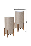 ست 2 عدد آباژور چوبی بژ اتاق خواب مدرن شیک چراغ رومیزی اتاق خواب-thumb