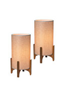 ست 2 عدد آباژور چوبی بژ اتاق خواب مدرن شیک چراغ رومیزی اتاق خواب-thumb