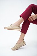 کفش راحتی زنانه چرم جدید بژ چرم اصل Dp16-0066-thumb