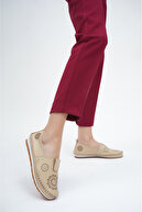 کفش راحتی زنانه چرم جدید بژ چرم اصل Dp16-0066-thumb