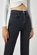 Pull & Bear Siyah Yüksek Bel Straight Fit Jean