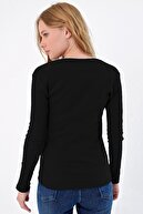 Trend Alaçatı Stili Kadın Siyah Çıtçıtlı Kaşkorse Bluz MDS-345-BLZ