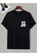 مرد سیاه و سفید مردانه نیویورک آستین کوتاه چاپ شده t -shirt-thumb