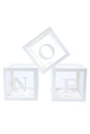 جعبه بادکنک شفاف یک حرفی سفید 25x25 سانتی متر-thumb