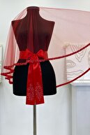 ست چادر عروس قرمز، ست حنا با مهره و پولک شیشه ای 6 تیکه-thumb