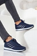 کفش کتانی مردانه بنددار آبی سرمه ای گاه به گاه راحت و محکم و راحت و سبک وزن کف کفش کتانی نرم-thumb