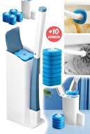 ست برس توالت یکبار مصرف جعبه نگهداری و پایه ست تمیزکننده کاسه توالت با 10 سر جایگزین-thumb