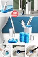 ست برس توالت یکبار مصرف جعبه نگهداری و پایه ست تمیزکننده کاسه توالت با 10 سر جایگزین-thumb