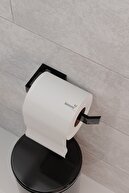 Lemona Metal Mat Siyah Wc Kağıtlık Tuvalet Kağıtlığı Tuvalet Kağıdı Askısı Yapışkanlı Tasarım