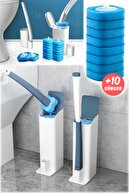 ست برس توالت یکبار مصرف جعبه نگهداری و پایه ست تمیزکننده کاسه توالت با 10 سر جایگزین-thumb