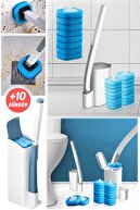 ست برس توالت یکبار مصرف جعبه نگهداری و پایه ست تمیزکننده کاسه توالت با 10 سر جایگزین-thumb