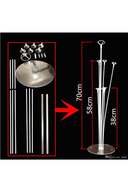 ست 7 عدد پایه بادکنکی و 10 عدد بادکنک رزگلد و شفاف-thumb