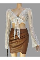 بلوز بولرو کراپ کراوات بوهمیای زنانه-thumb