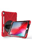 PHONACS Ipad Air 1-2 A1474- A1475-a1476-a1566-a1567 360 Standlı Ve Askılı Tablet Kılıfı Kırmızı