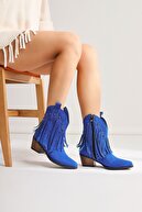 چکمه‌های زنانه وسترن منگوله‌دار لیل‌بث آبی جیر، چکمه‌های زنانه-thumb