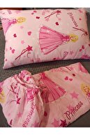 روتختی دخترانه طرح دار شاهزاده با ست پیکه تک الاستیک - صورتی-thumb