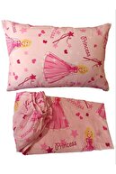 روتختی دخترانه طرح دار شاهزاده با ست پیکه تک الاستیک - صورتی-thumb