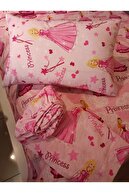 روتختی دخترانه طرح دار شاهزاده با ست پیکه تک الاستیک - صورتی-thumb