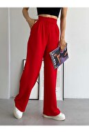 شلوار Palazzo پلیسه دار با بسته شدن نوار چسب-thumb