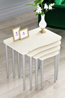 COFFEE TABLES CREAM LEGS SILVER